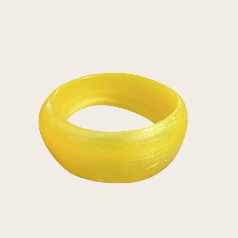 Vintage Yellow Lucite Chunky Bangle Bracelet 2.75